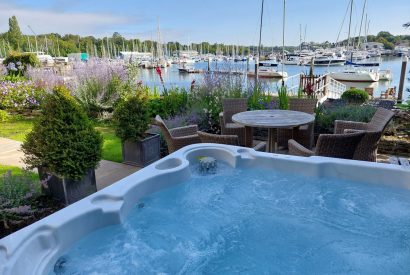 The hot tub at Hamble Riverside Cottage, Old Bursledon, Hampshire