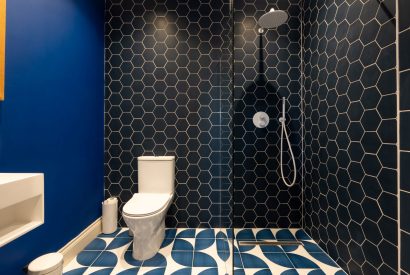 A shower room at Bramble Cottage, Somerset