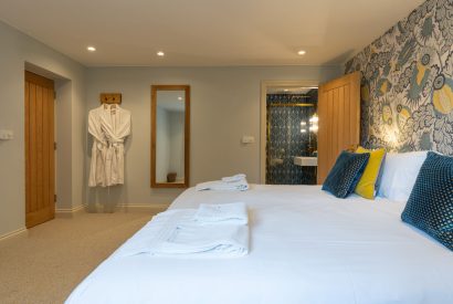 A king size bedroom at Bramble Cottage, Somerset