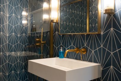 A shower room at Bramble Cottage, Somerset