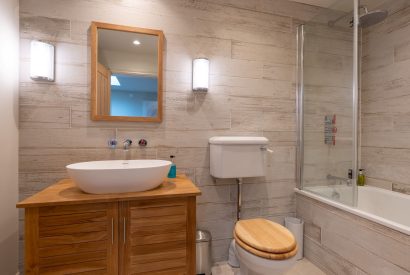 A bathroom at Bramble Cottage, Somerset