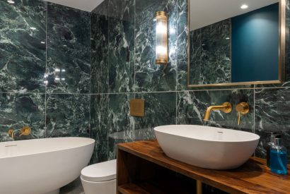 A bathroom at Bramble Cottage, Somerset