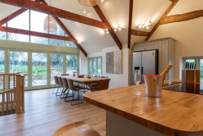 Open plan dining kitchen area at Bramble Cottage, Somerset