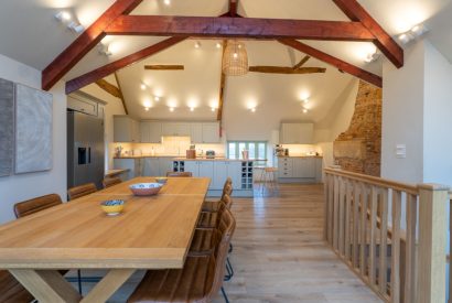 The dining kitchen area at Bramble Cottage, Somerset