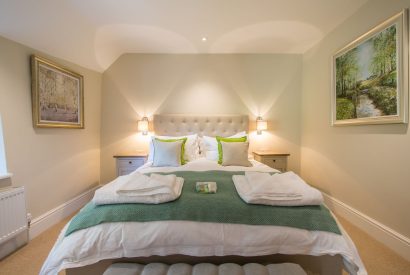 A king size bedroom at Bramble Cottage, Somerset