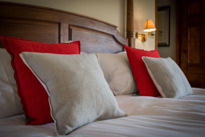 The four poster bedroom at Hawthorn Farmhouse, Somerset