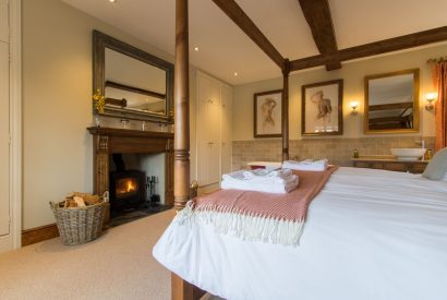 The four poster bedroom at Hawthorn Farmhouse, Somerset