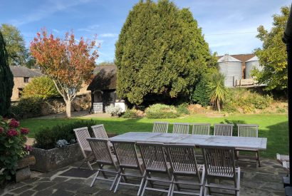 Outdoor dining at Hawthorn Farmhouse, Somerset