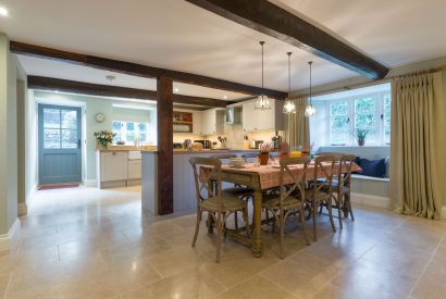 The dining kitchen area at The Thatched Cottage, Somerset