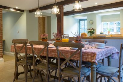 The dining table at The Thatched Cottage, Somerset