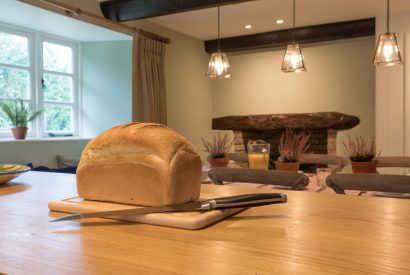 The kitchen at The Thatched Cottage, Somerset