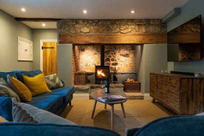 The living room at The Thatched Cottage, Somerset