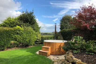 The wood fired hot tub at The Thatched Cottage, Somerset