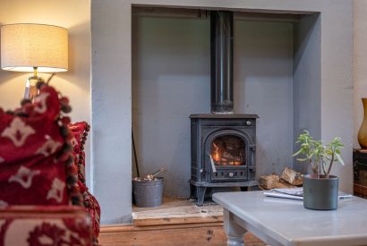 The log burner at Waterside Cottage, Yorkshire