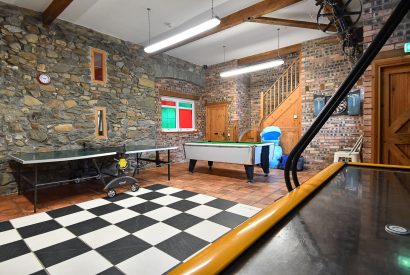 The games room at Ty Alwyn, Llyn Peninsula