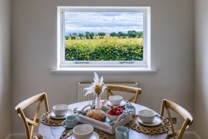 The dining table at Hill View Cottage, Perthshire