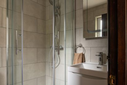 A shower room at Lake House, Powys