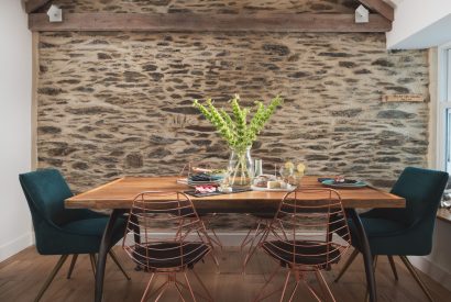 The dining table at Fable Cottage, Cornwall