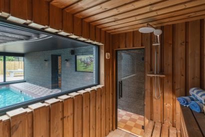 The sauna at Clay Hill House, Chapmanslade, Wiltshire