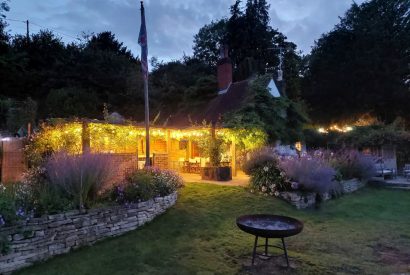 Evening in the garden at Hamble Riverside Cottage, Old Bursledon, Hampshire