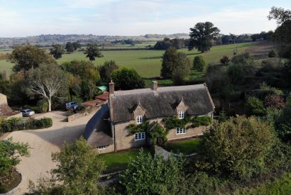 Aerial view of The Thatched Cottage, Somerset