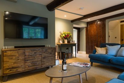 The living room at The Thatched Cottage, Somerset