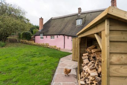 The log store at The Thatched Cottage, Somerset