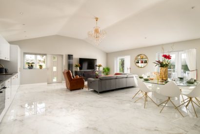 Open plan living space at Sunset Retreat, Kent