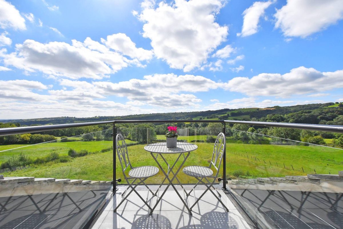 The balcony view at Horseshoe House, Peak District