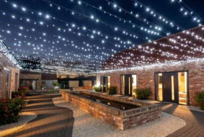 The courtyard at night at Sherwood Lodge, Sherwood Forest