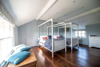 A twin bedroom at Mihangel House, Denbighshire 
