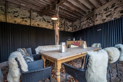 The covered terrace at Mihangel House, Denbighshire