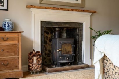 A wood burner at Quarter House, Scottish Borders