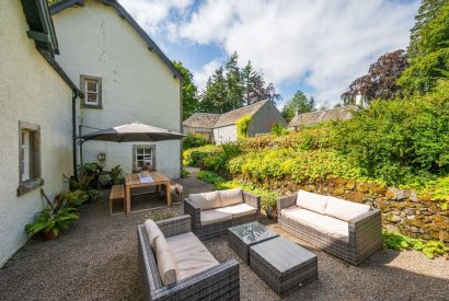 Outdoor dining area at Quarter House, Scottish Borders