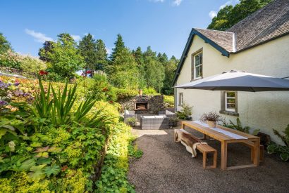 Outdoor dining area at Quarter House, Scottish Borders