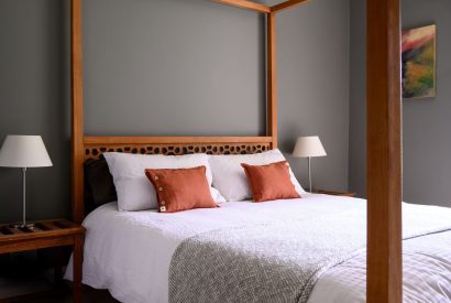 A four poster bedroom at Quarter House, Scottish Borders