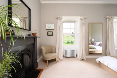 A king sized bedroom at Quarter House, Scottish Borders