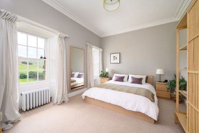 A king sized bedroom at Quarter House, Scottish Borders