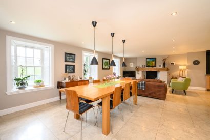 Open plan dining kitchen area at Quarter House, Scottish Borders