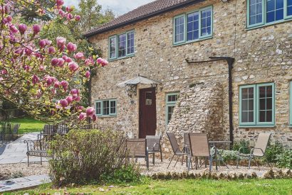 The exterior and courtyard at Blackdown Cottage, Devon
