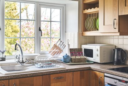 The kitchen at Tree Pipit Cottage, Devon