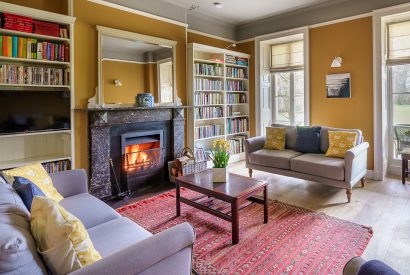 The living room at Plas Efailnewydd, Llyn Peninsula