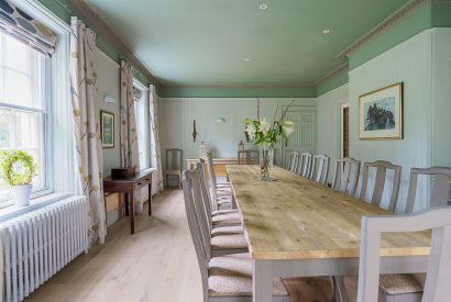The dining room at Plas Efailnewydd, Llyn Peninsula