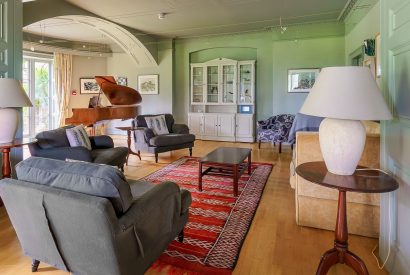 The living room at Plas Efailnewydd, Llyn Peninsula