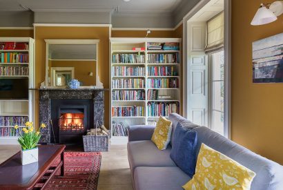 The living room at Plas Efailnewydd, Llyn Peninsula