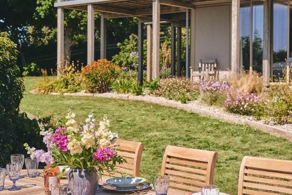 The outdoor dining table at Beach View, Pembrokeshire