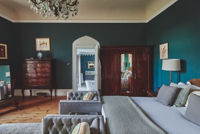A double bedroom at Roupel Hall, Devon
