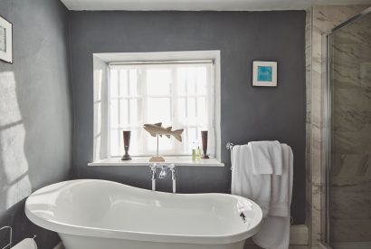 A free standing bath at Roupel Hall, Devon