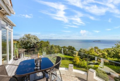 The balcony overlooking the sea at Seahaven, Devon