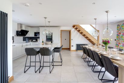 The kitchen and dining room at Ty Alwyn, Llyn Peninsula
